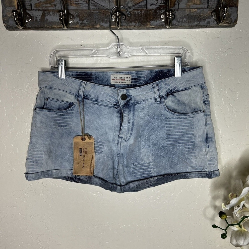 Zara Z1975 Denim Patchwork Short 38 us 6